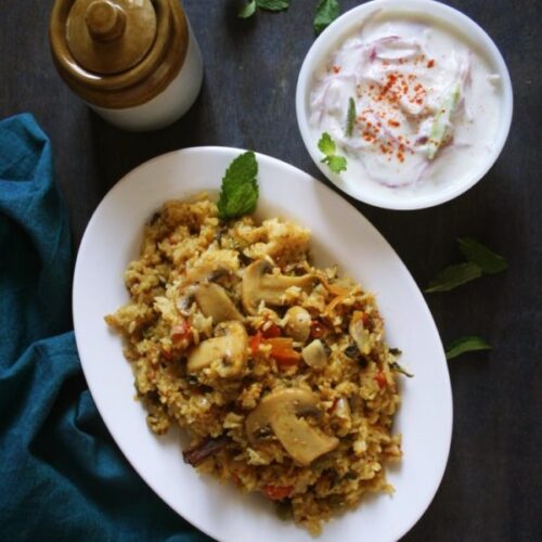 Mushroom biryani